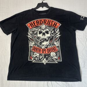 HEADRUSH Men’s Black Graphic T-Shirt Death B4 Defeat XXL Black